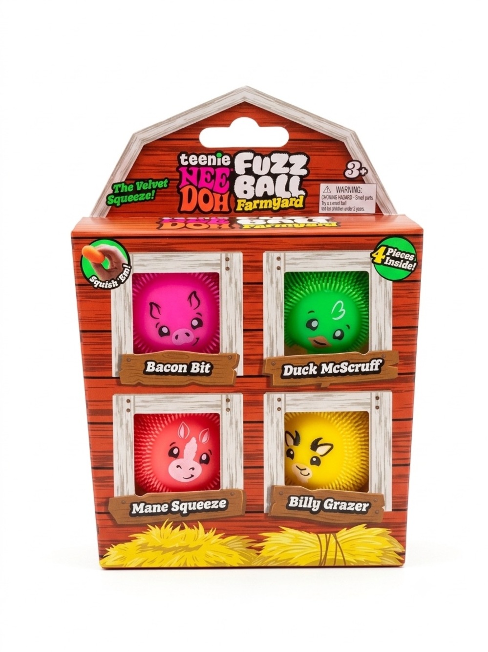 NeeDoh Fuzz Ball Farmyard 4-Pack NEW Sealed Authentic Nee Doh farm gift *RARE*